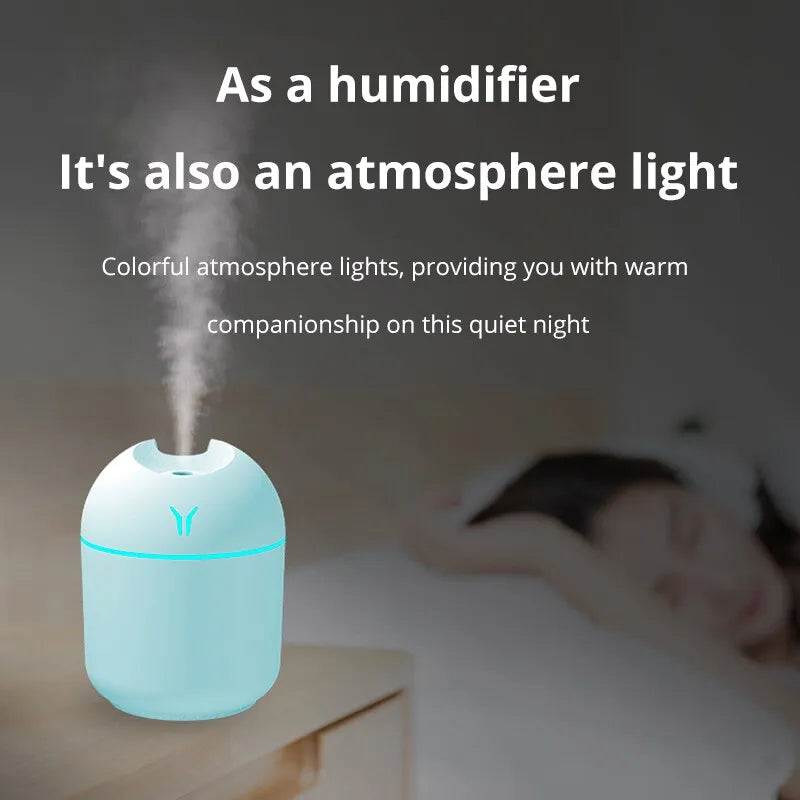 Mini Witte Ultrasone Luchtbevochtiger Romantisch Licht USB Etherische Olie Verstuiver Auto Luchtreiniger Aroma Anion Mist Maker