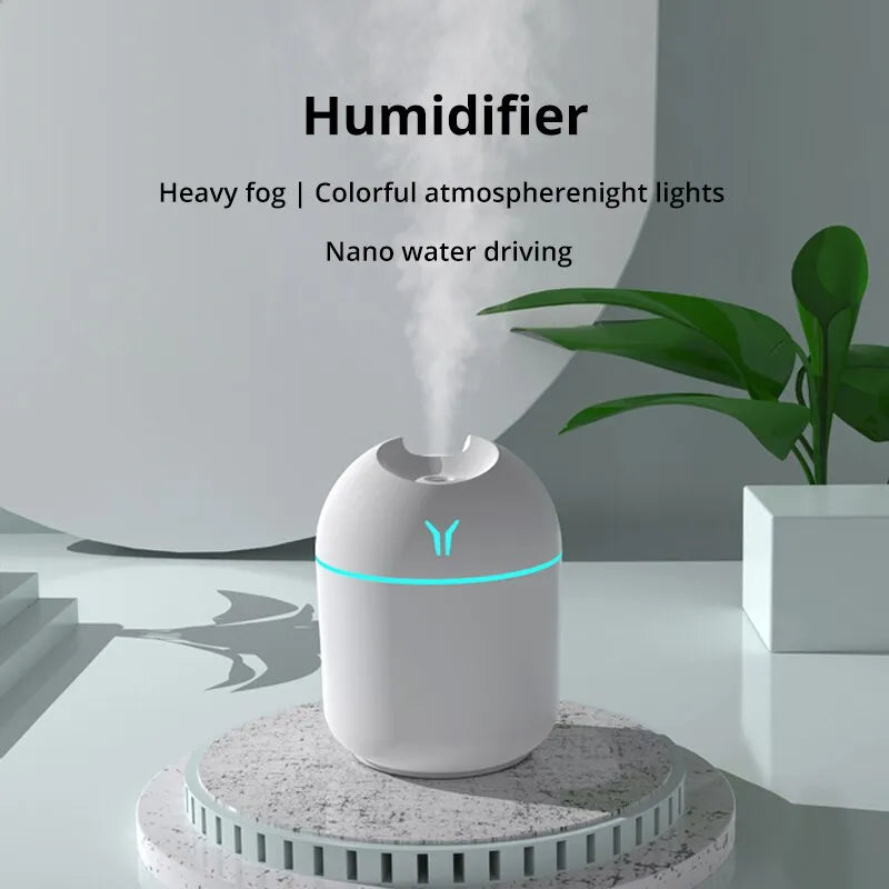 Mini Witte Ultrasone Luchtbevochtiger Romantisch Licht USB Etherische Olie Verstuiver Auto Luchtreiniger Aroma Anion Mist Maker