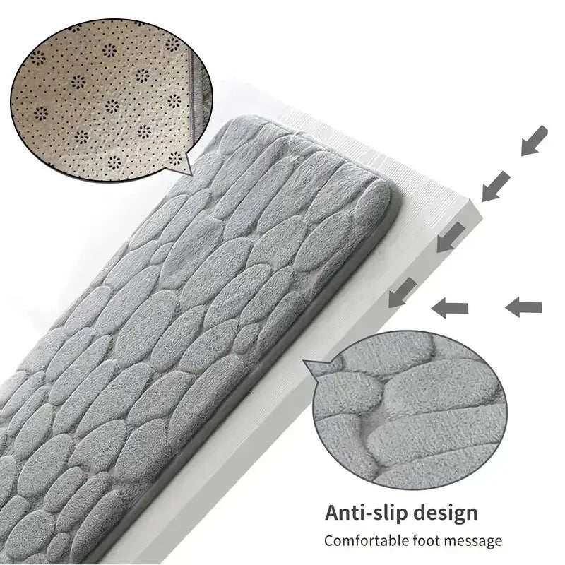 Eén stuk Geheugenschuim Verlichting Fluweel Tapijt Badkamer Woonkamer Antislip Mat Kiezelstenen Vloermat Huisdecoratie