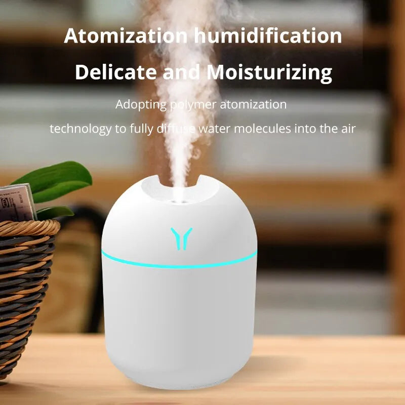 Mini Witte Ultrasone Luchtbevochtiger Romantisch Licht USB Etherische Olie Verstuiver Auto Luchtreiniger Aroma Anion Mist Maker